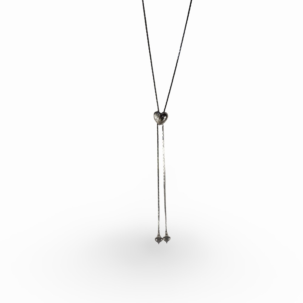 Unbranded Adjustable Puff Heart Bolo Necklace‎ Women Silver Tone Y-Necklace